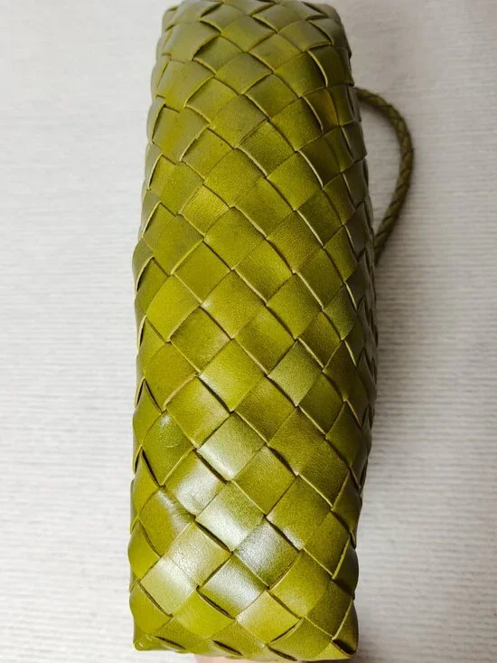 Dragon Diffusion Bamboo Green Woven Leather Baguette Bag - Picture 6 of 12